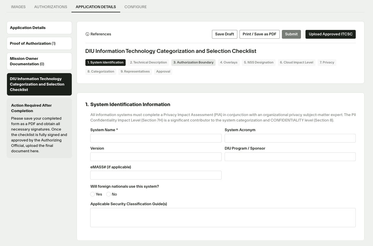 DIU Information Technology Categorization and Selection Checklist