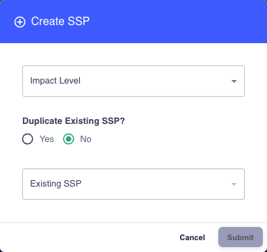 Create SSP Modal