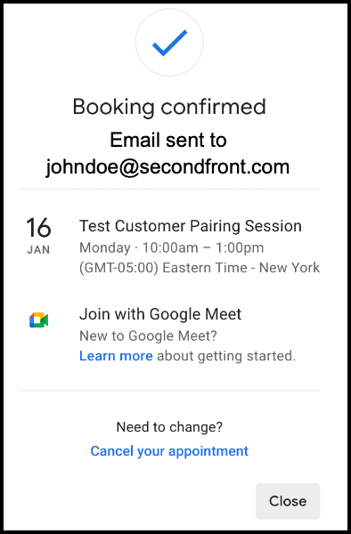 Pairing Session Booked