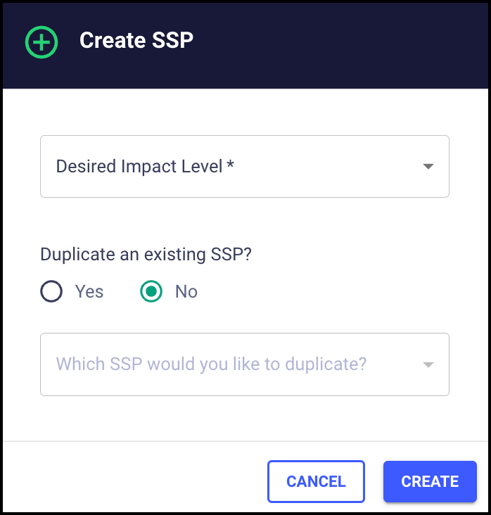 Create SSP Modal